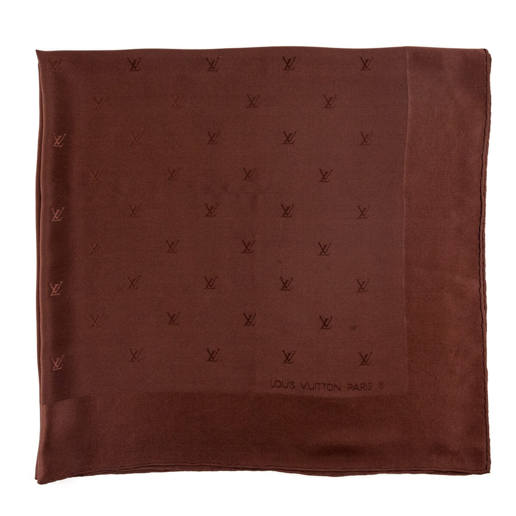 Louis Vuitton Brown Monogram Silk Double Oblong Fringed Scarf - LV CA
