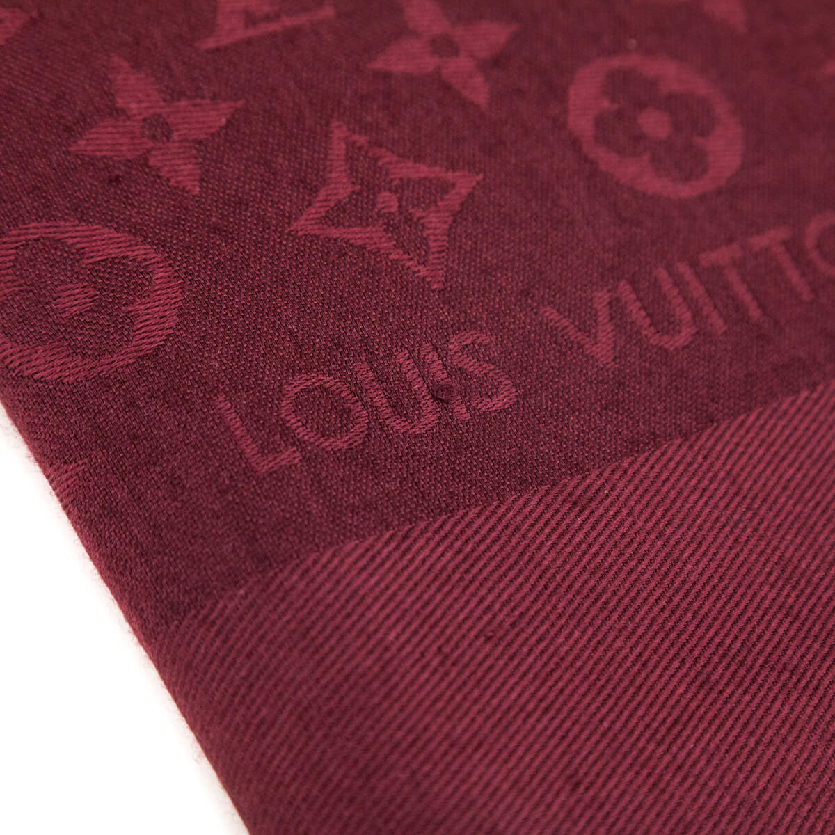 Louis Vuitton Burgundy Silk & Wool Monogram Classic Shawl - Love that Bag etc - Preowned Authentic Designer Handbags & Preloved Fashions