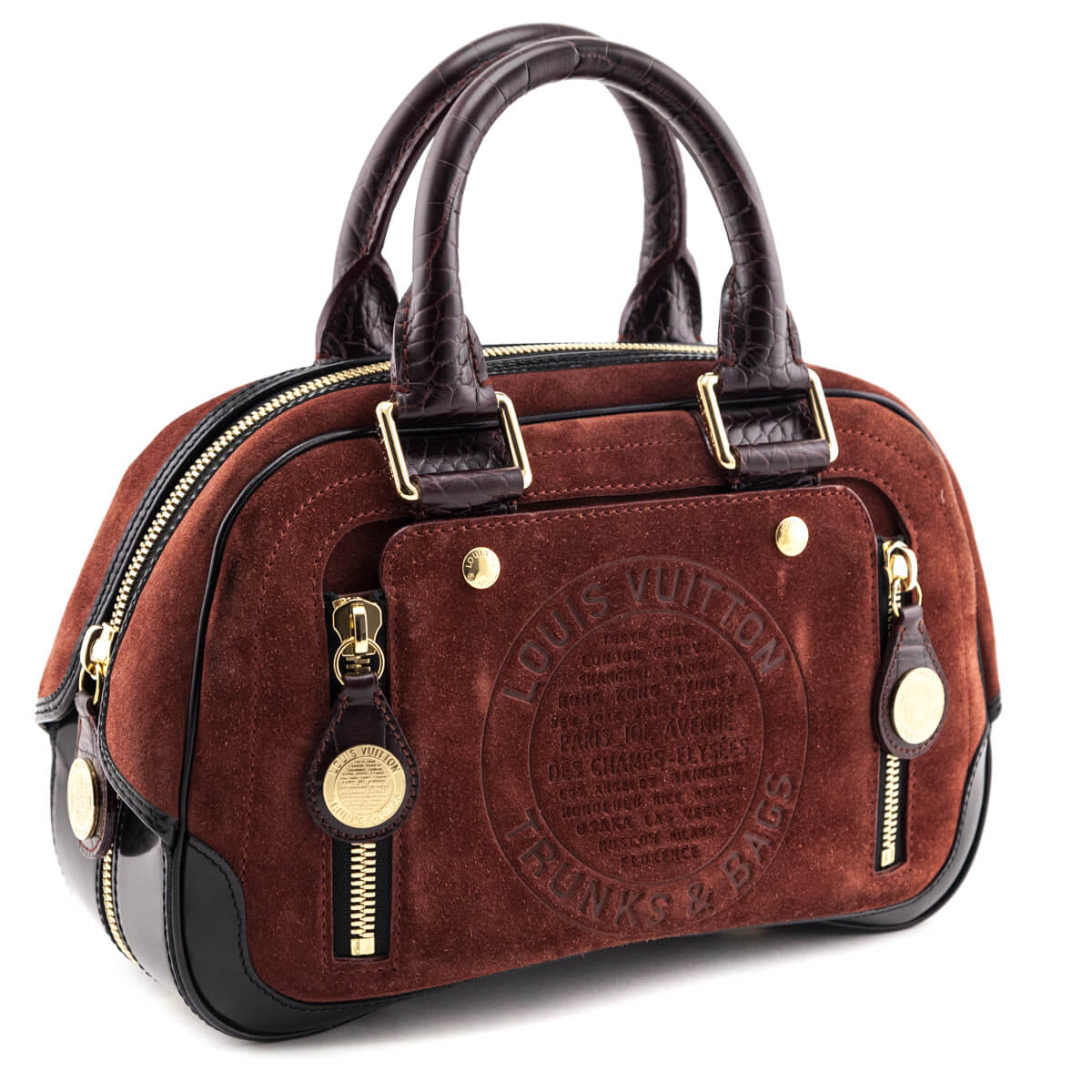Louis Vuitton Burgundy Suede Stamped Havane Bowler GM - Love that Bag etc - Preowned Authentic Designer Handbags & Preloved Fashions