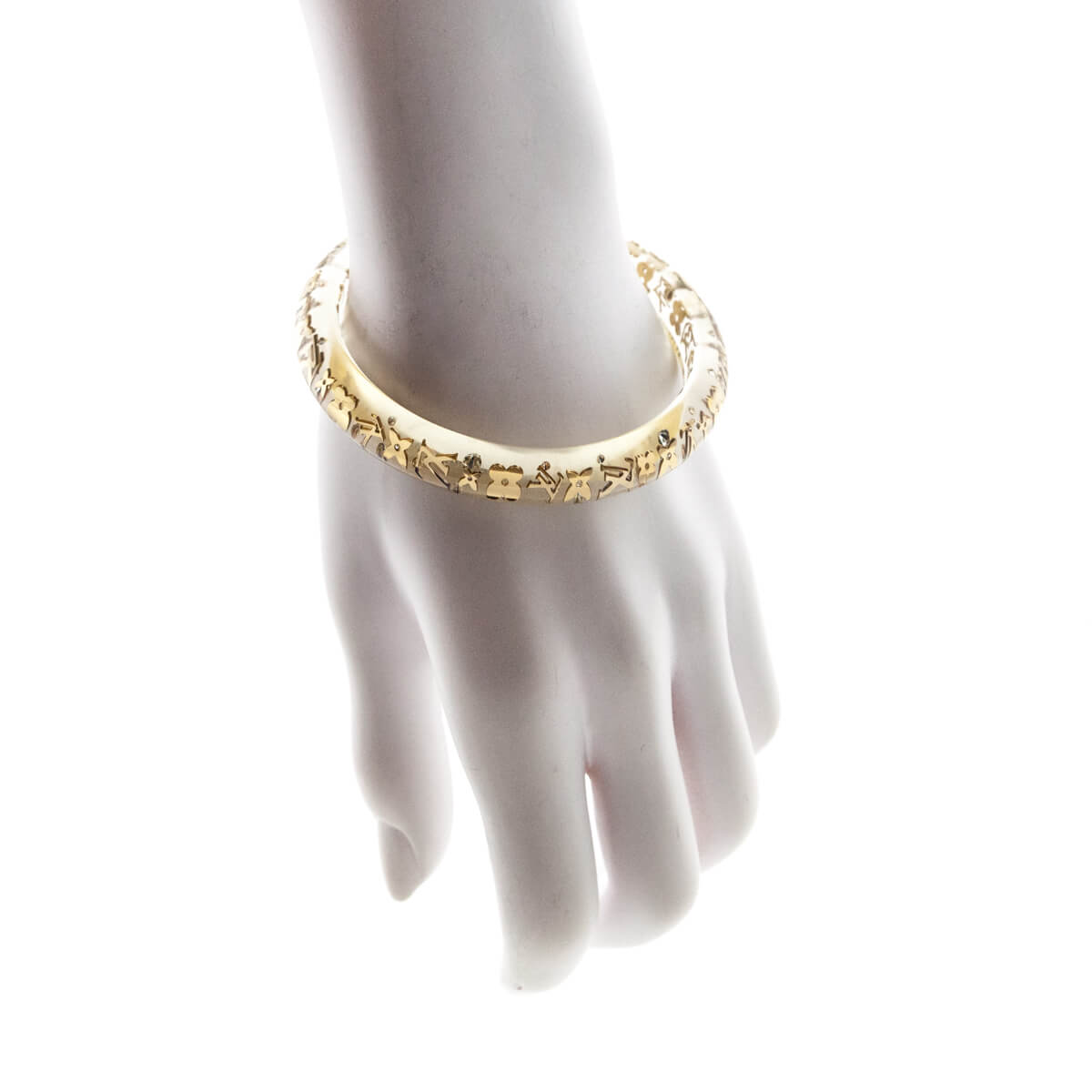 Louis Vuitton Resin & Crystal Large Inclusion Bangle - Clear, Gold