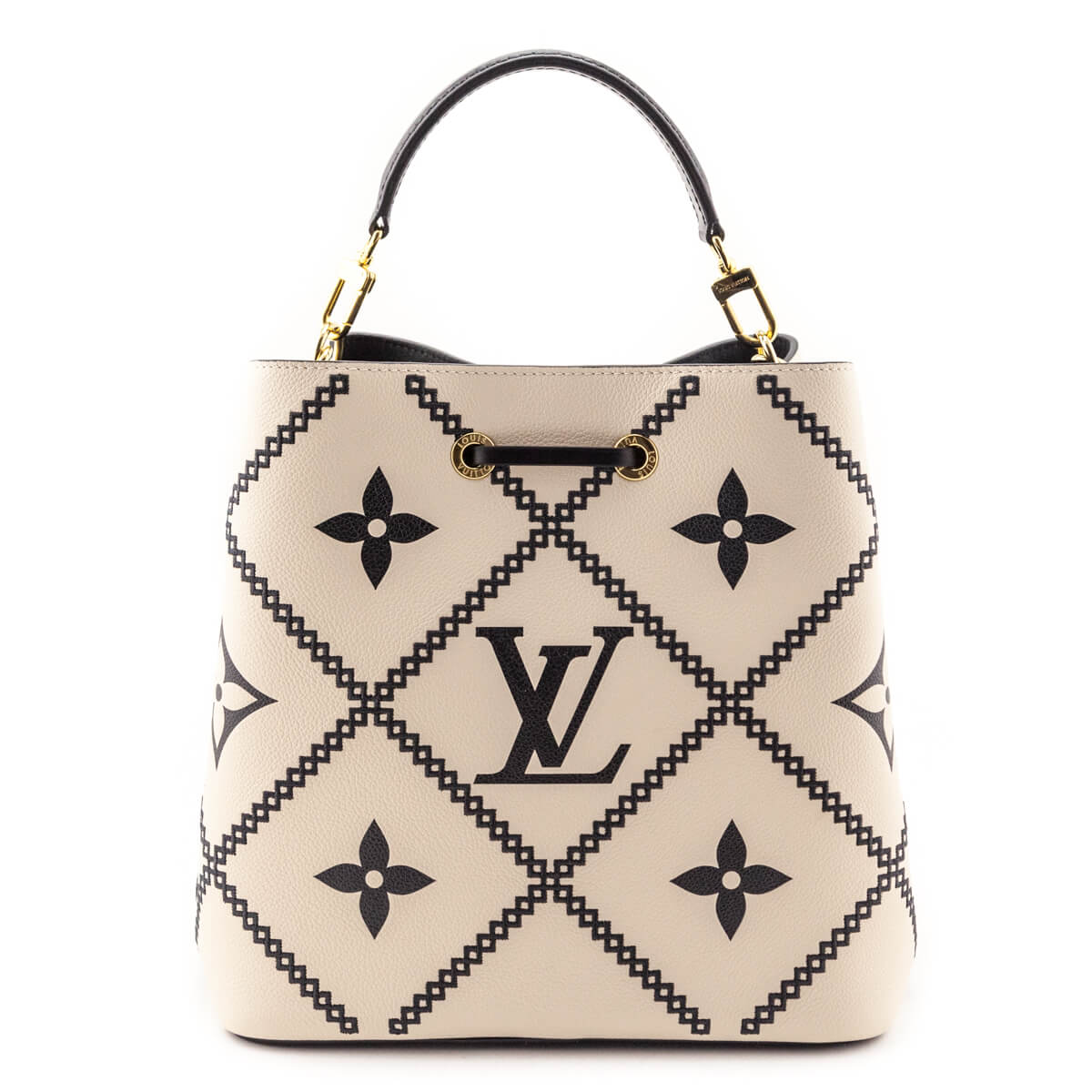 Louis Vuitton Cream & Black Empreinte Monogram Giant Broderies NeoNoe MM - Love that Bag etc - Preowned Authentic Designer Handbags & Preloved Fashions
