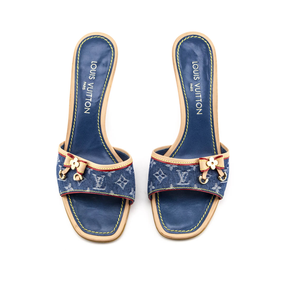 Louis Vuitton Denim Monogram Slides Preowned Louis Vuitton