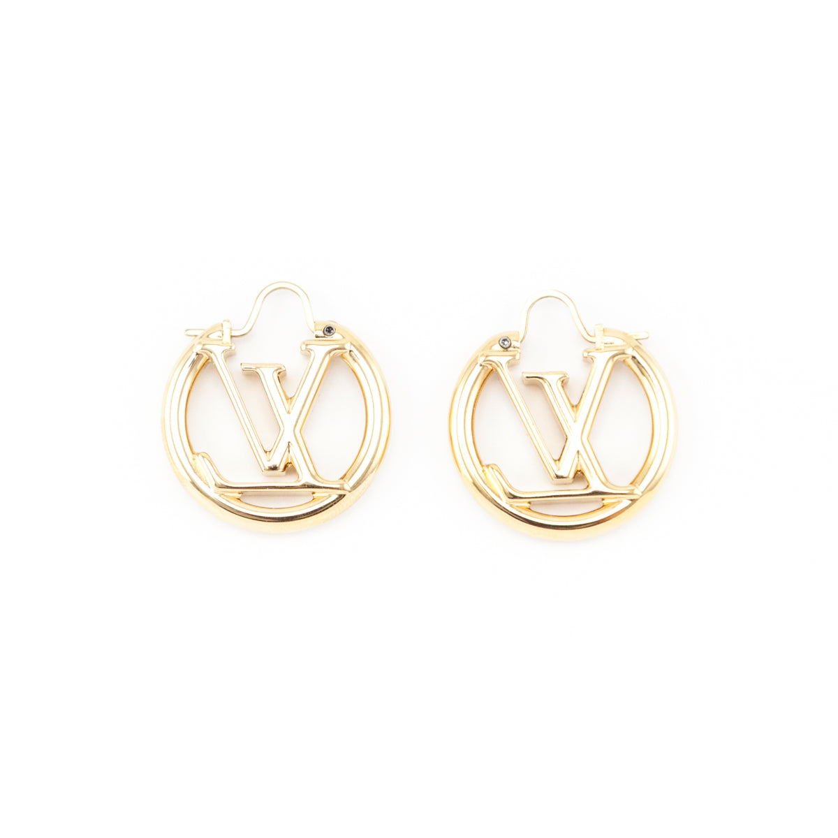 Louis Vuitton Gold-Tone Louise PM Hoop Earrings - Love that Bag etc - Preowned Authentic Designer Handbags & Preloved Fashions