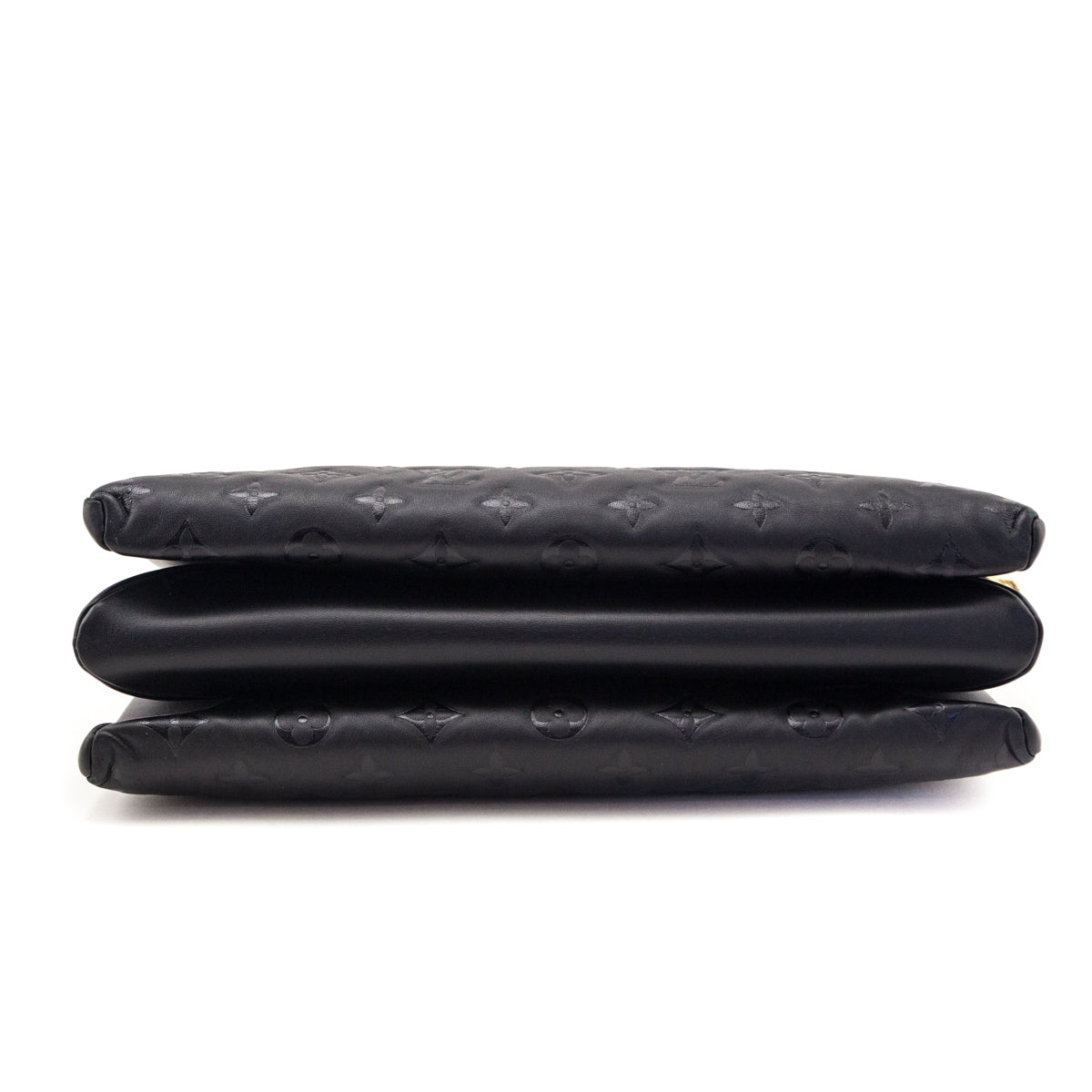 Louis Vuitton Black Lambskin Embossed Monogram Coussin MM
