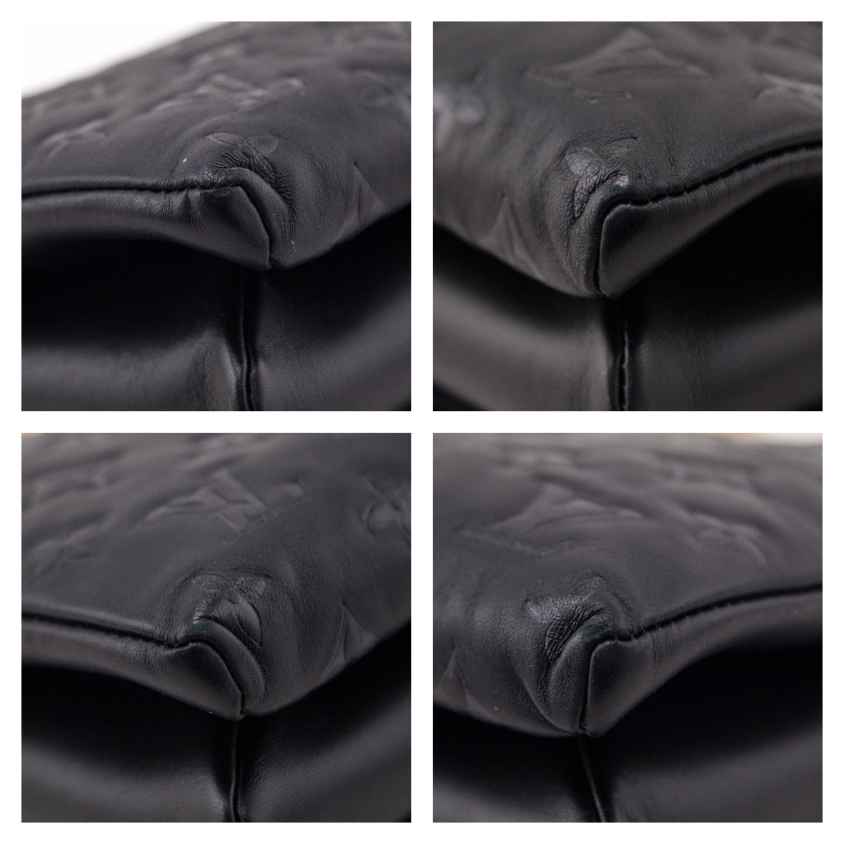 Louis Vuitton Black Lambskin Embossed Monogram Coussin MM