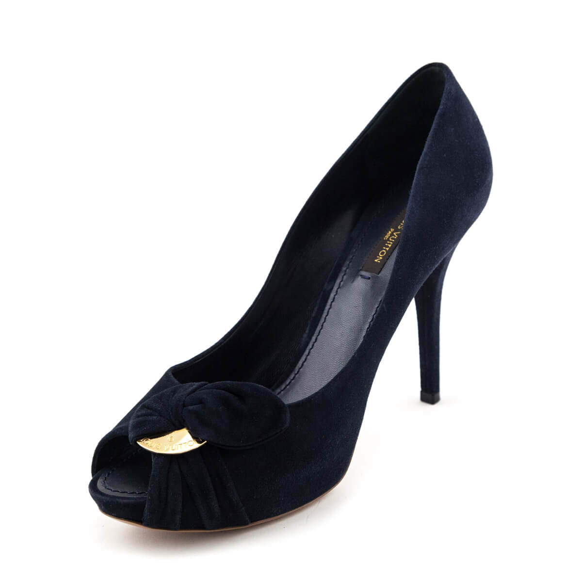 Louis Vuitton Navy Suede Peep Toe Pumps Size US 9 | EU 39 - Love that Bag etc - Preowned Authentic Designer Handbags & Preloved Fashions