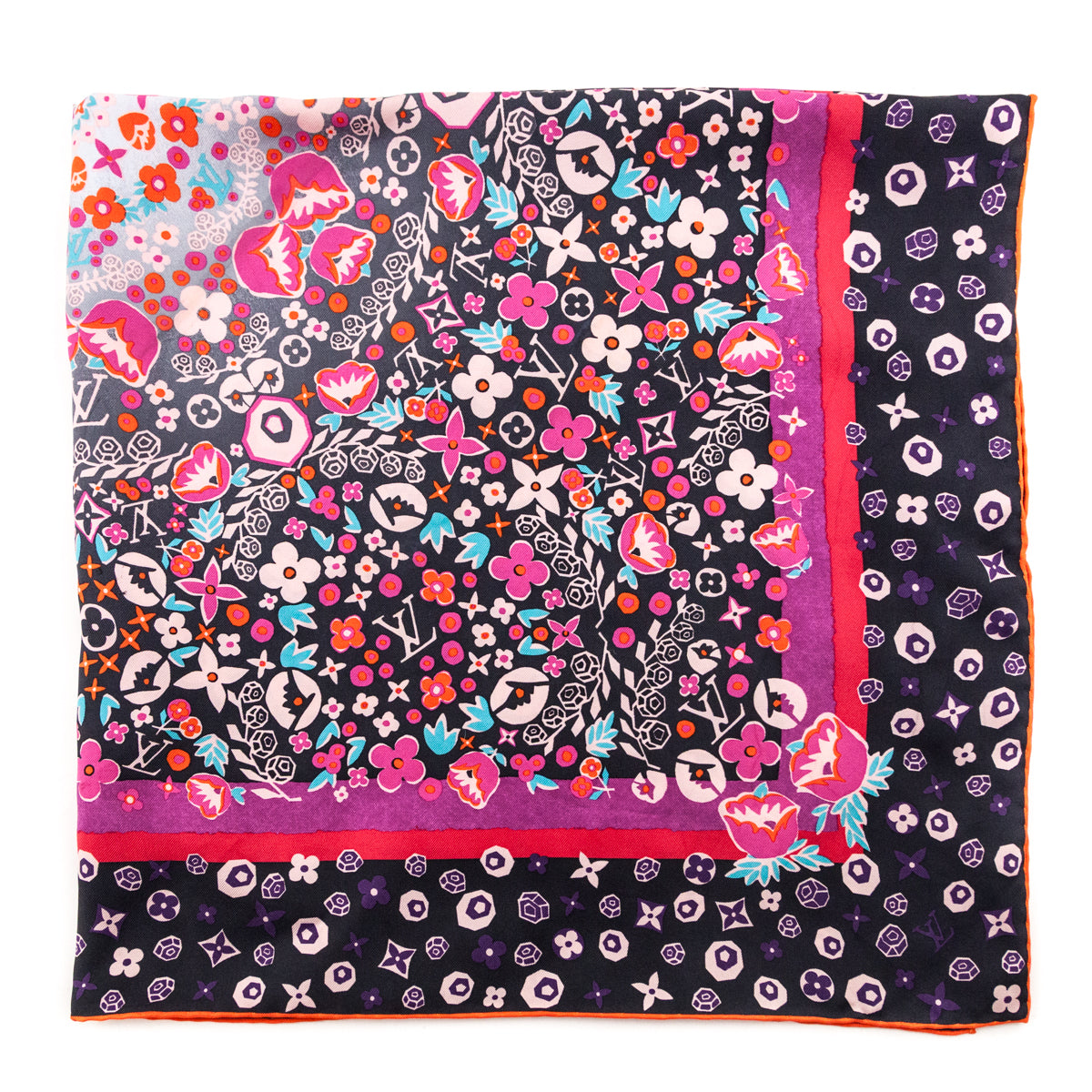 Louis Vuitton Pink, Black & Orange Lily Silk Scarf - Love that Bag etc - Preowned Authentic Designer Handbags & Preloved Fashions