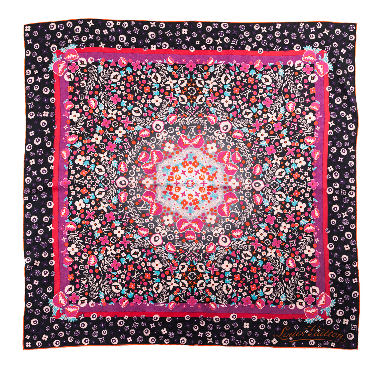 Louis Vuitton Pink, Black & Orange Lily Silk Scarf - Love that Bag etc - Preowned Authentic Designer Handbags & Preloved Fashions