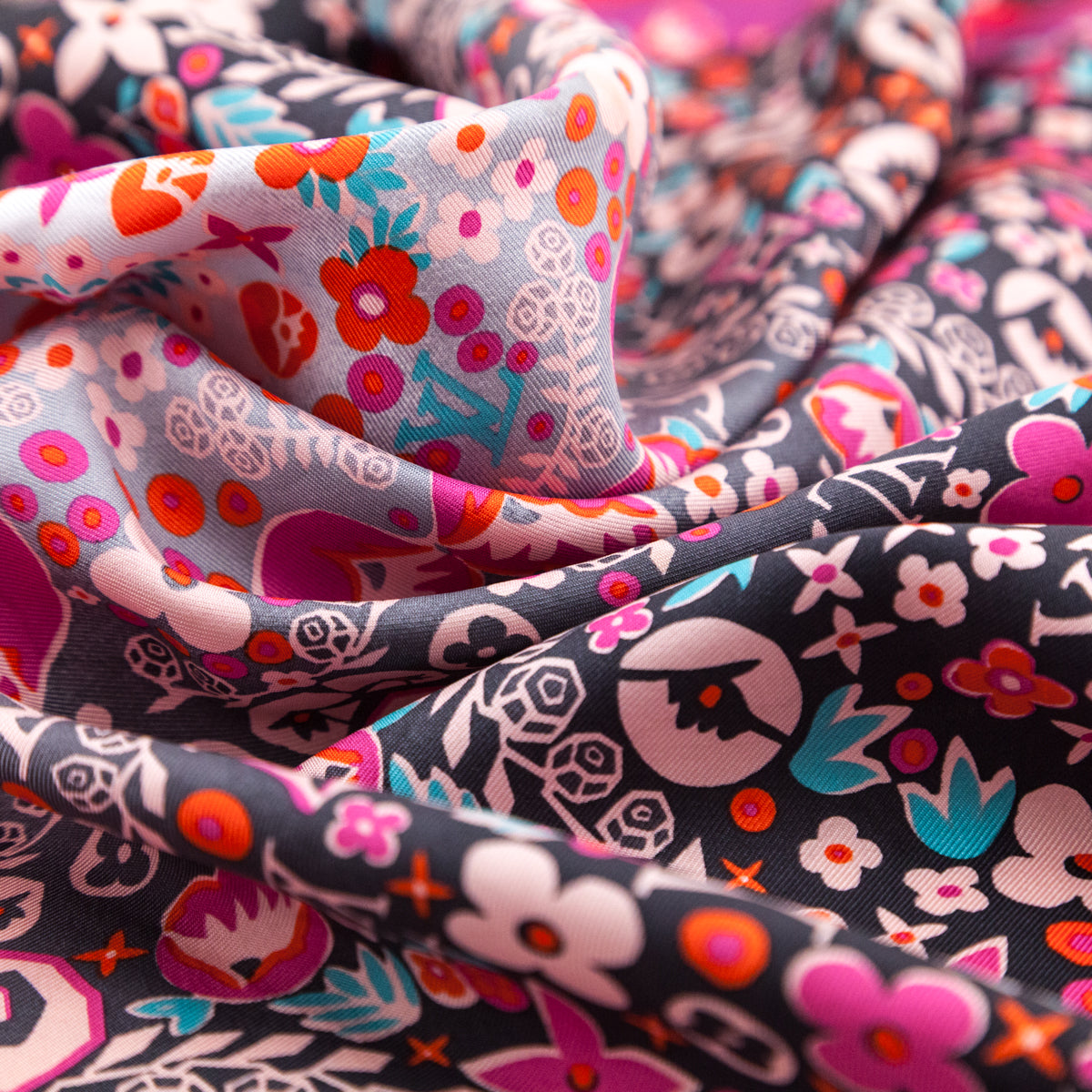 Louis Vuitton Pink, Black & Orange Lily Silk Scarf - Love that Bag etc - Preowned Authentic Designer Handbags & Preloved Fashions