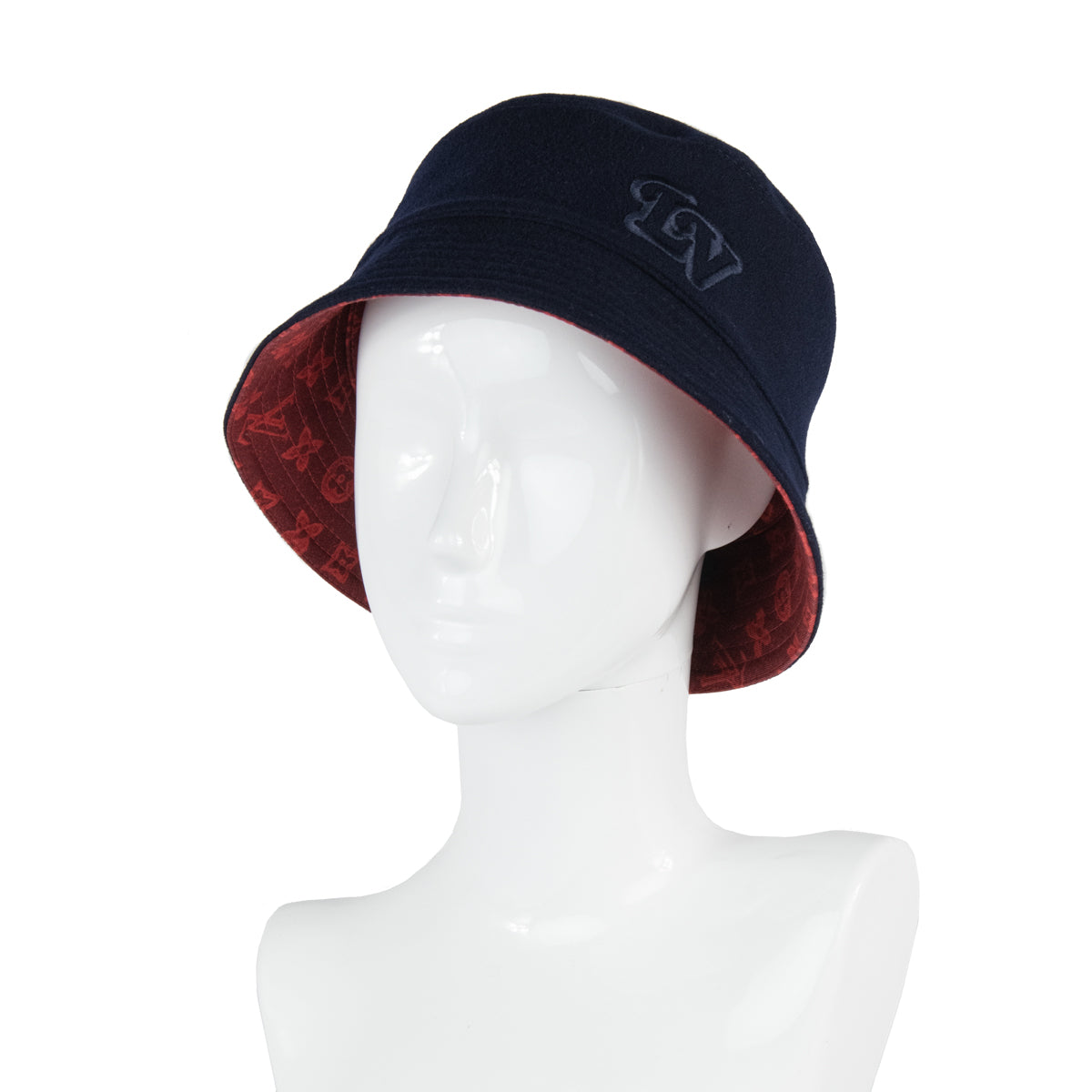 Louis Vuitton Navy & Red Monogram Record Reversible Bucket Hat - Love that Bag etc - Preowned Authentic Designer Handbags & Preloved Fashions