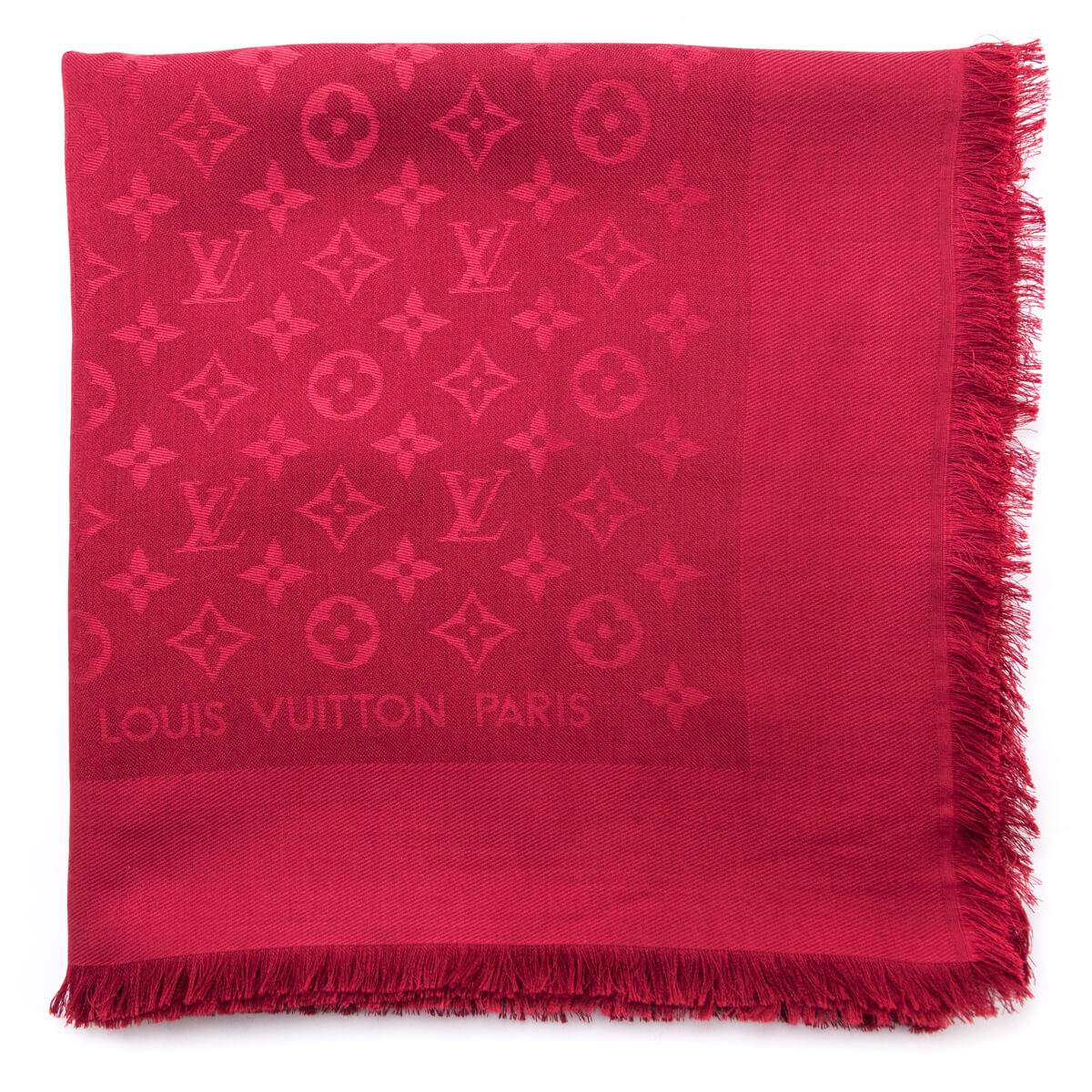 Louis Vuitton Red Monogram Wool & Silk Shawl - Love that Bag etc - Preowned Authentic Designer Handbags & Preloved Fashions