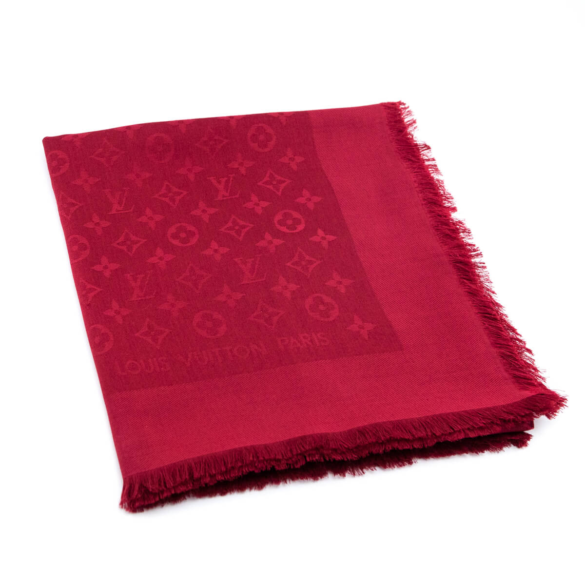 Louis Vuitton Red Monogram Wool & Silk Shawl - Love that Bag etc - Preowned Authentic Designer Handbags & Preloved Fashions