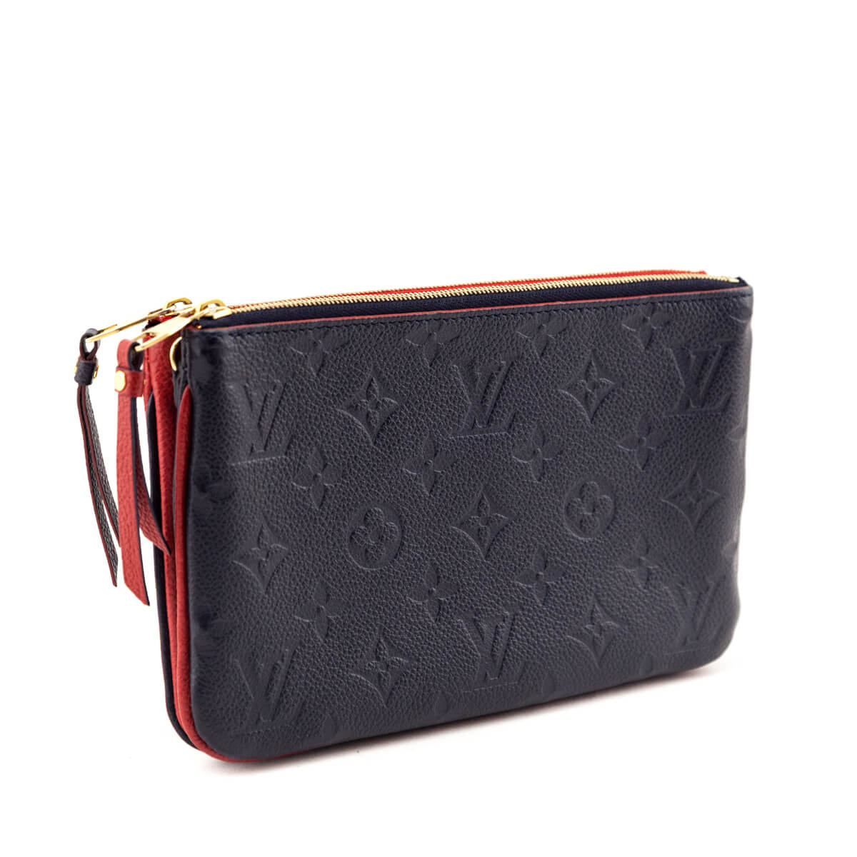 Louis Vuitton Red & Marine Empreinte Double Zip Pochette Without Chain