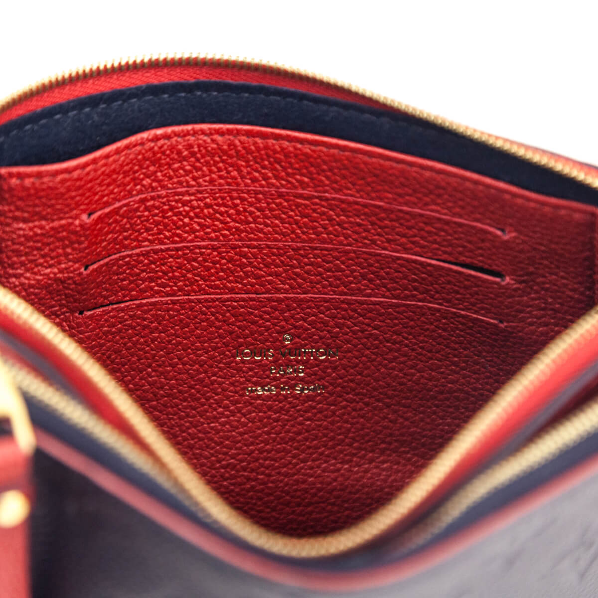 Louis Vuitton Red & Marine Empreinte Double Zip Pochette Without Chain