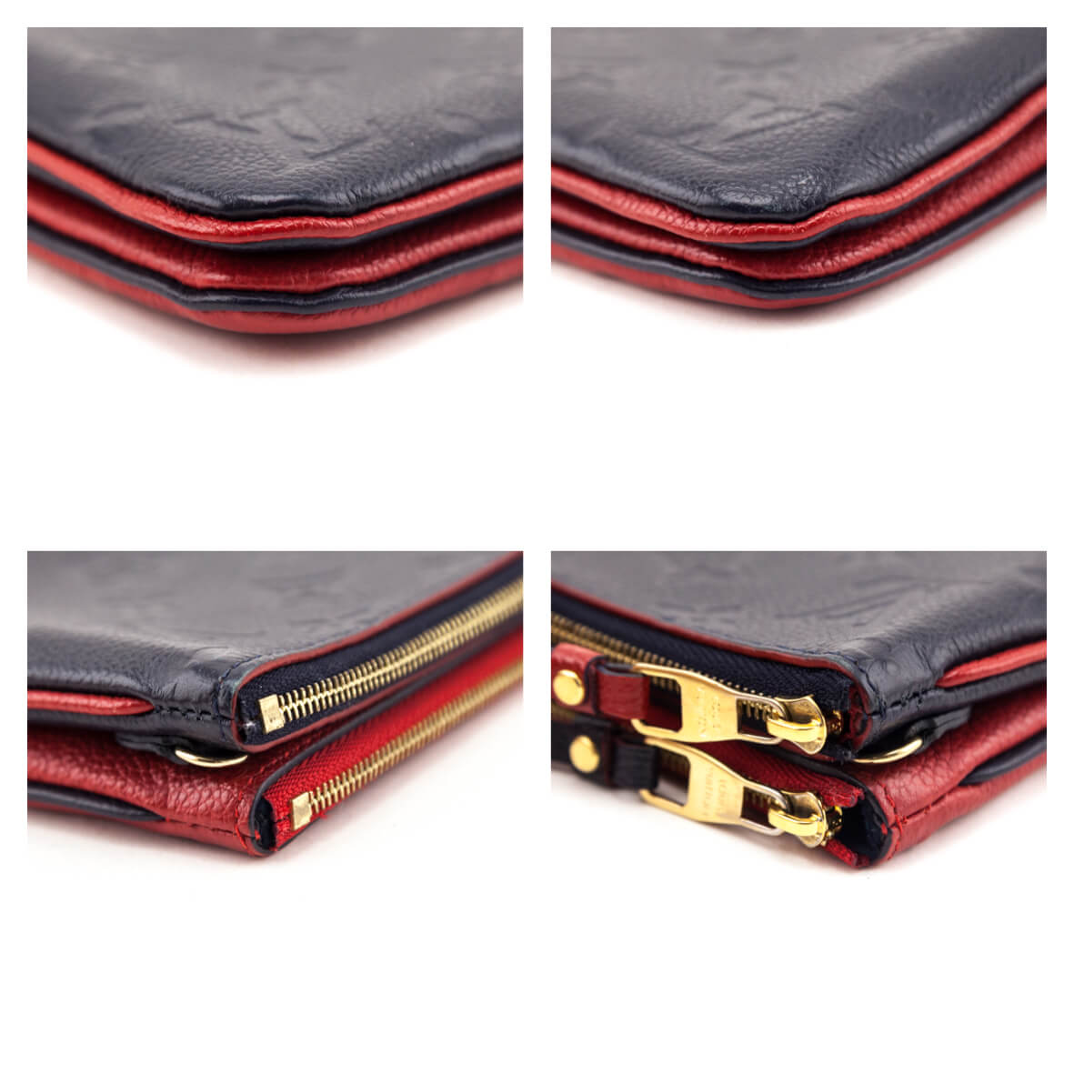Louis Vuitton Red & Marine Empreinte Double Zip Pochette Without Chain