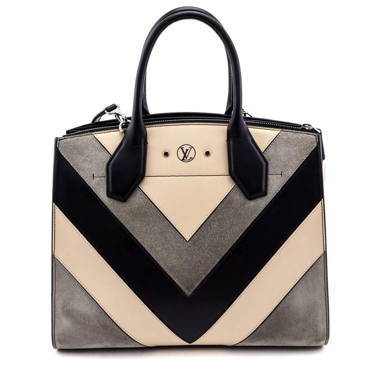 Louis Vuitton Tri-Color Calfskin & Suede Chevron City Steamer MM - Love that Bag etc - Preowned Authentic Designer Handbags & Preloved Fashions