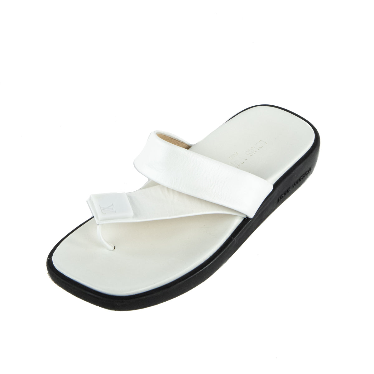 Louis Vuitton White Leather Slide Sandals Size US 7.5 | EU 37.5 - Love that Bag etc - Preowned Authentic Designer Handbags & Preloved Fashions
