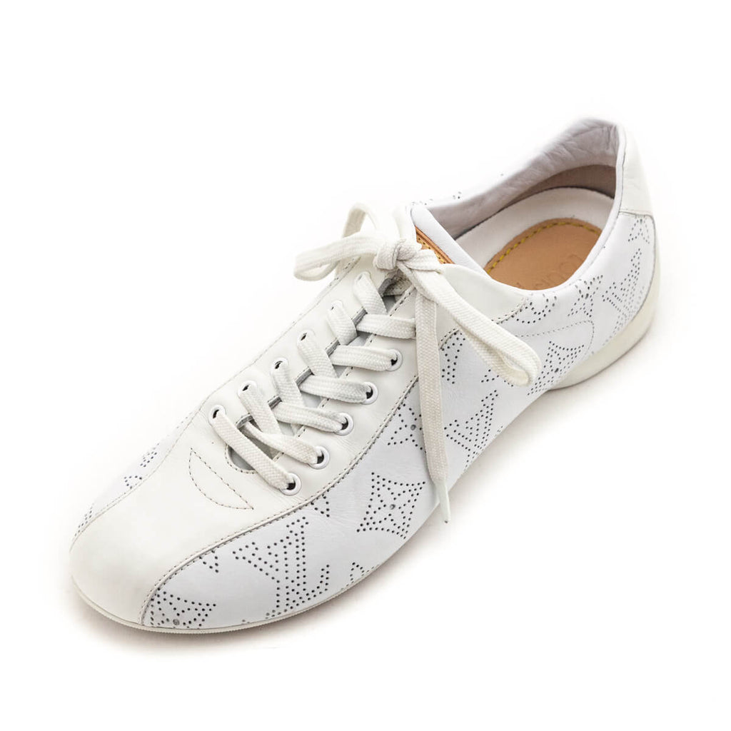 LOUIS VUITTON Lambskin Embossed Monogram Time Out Sneakers 40.5