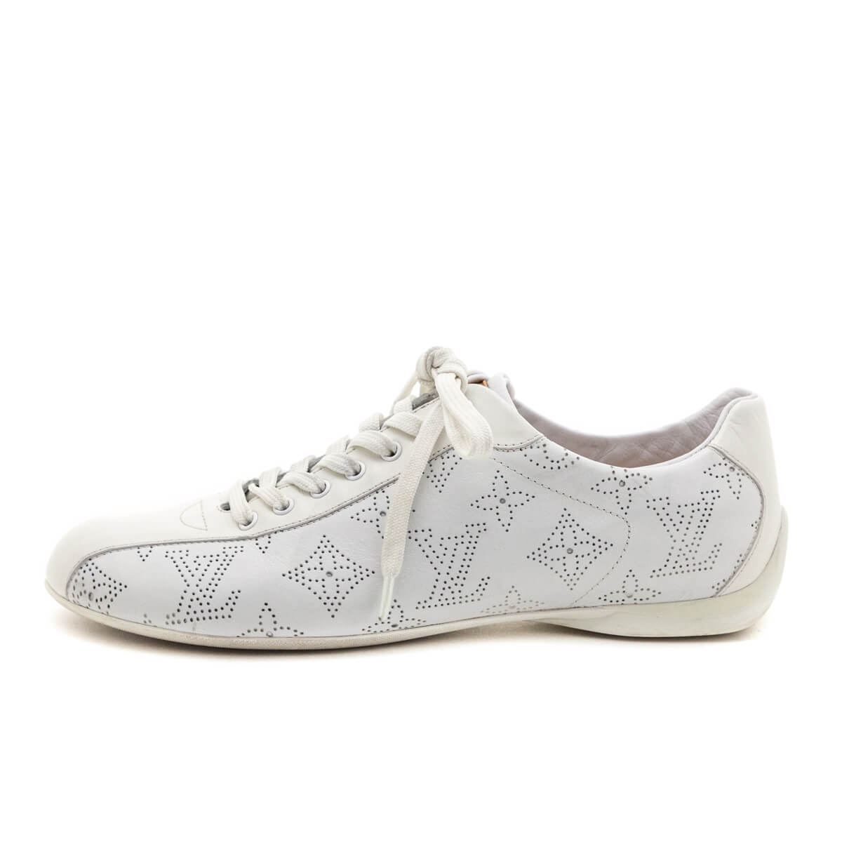 Louis Vuitton, Shoes, Louis Vuitton Perforated White Mahina Leather Low  Top Monogram Sneakers Us