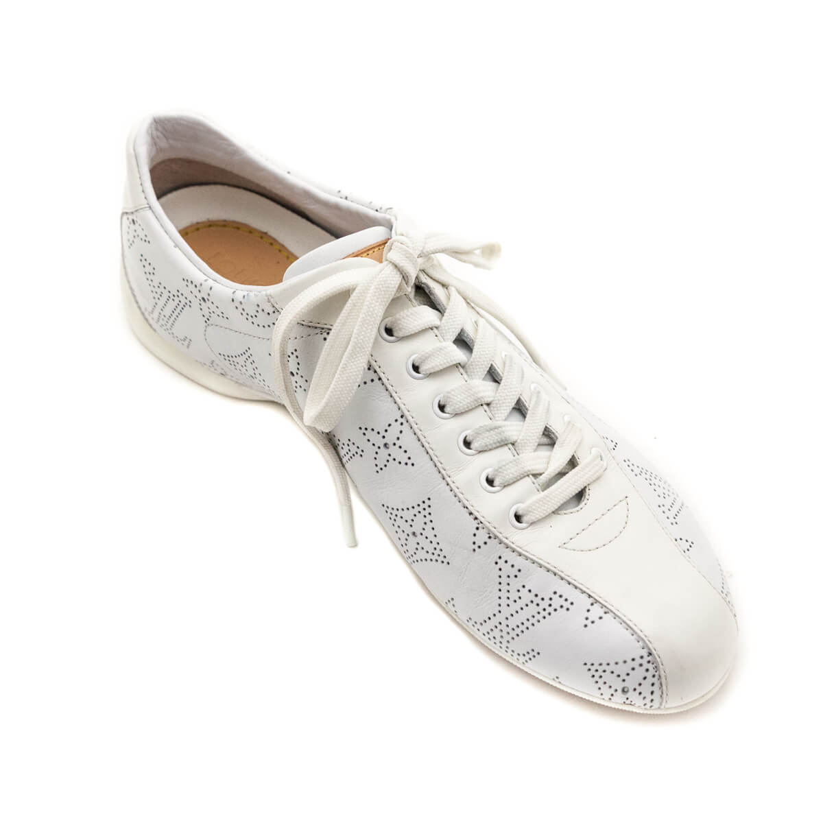 Louis Vuitton, Shoes, Louis Vuitton Perforated White Mahina Leather Low  Top Monogram Sneakers Us
