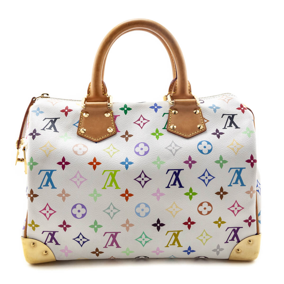 Louis Vuitton White Monogram Multicolor Speedy 30 - Love that Bag etc - Preowned Authentic Designer Handbags & Preloved Fashions