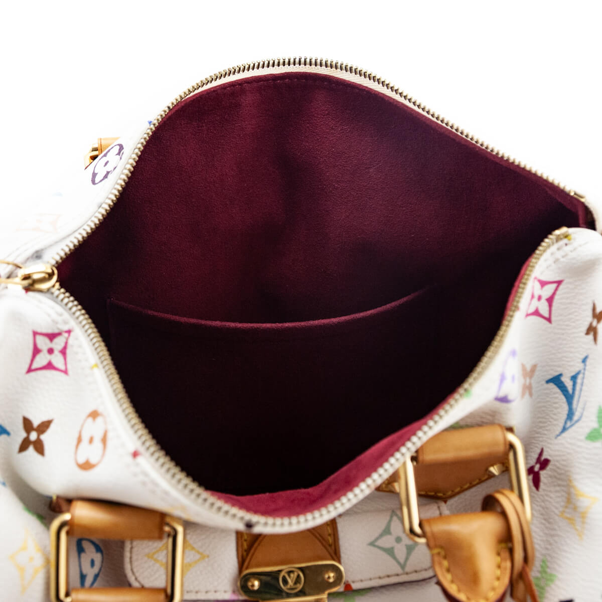 Louis Vuitton White Monogram Multicolor Speedy 30 - Love that Bag etc - Preowned Authentic Designer Handbags & Preloved Fashions