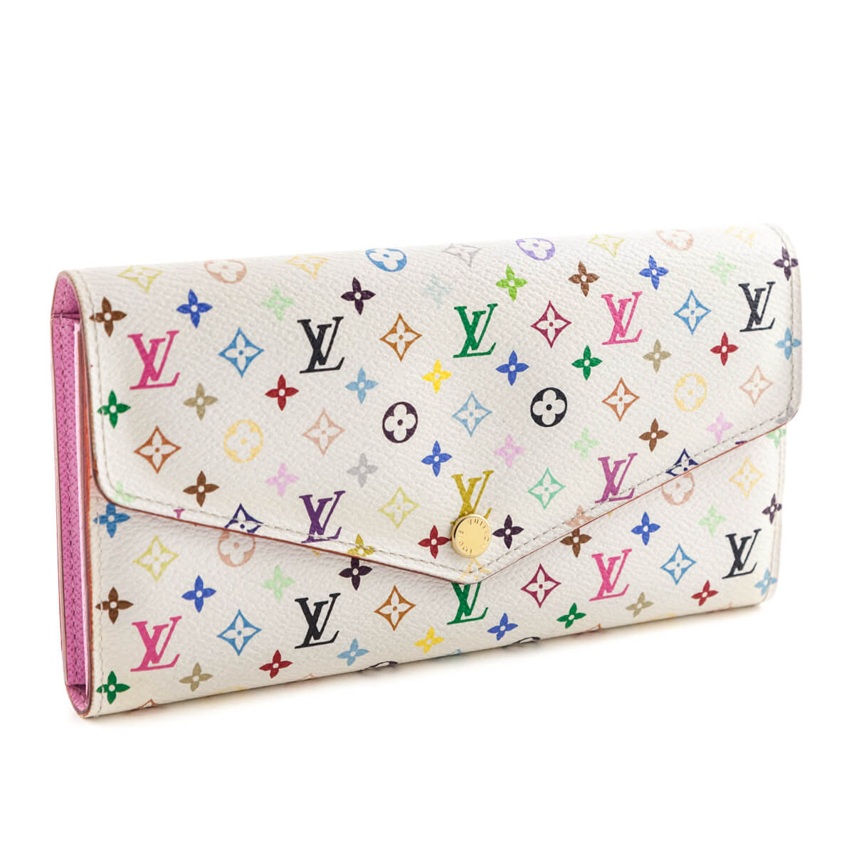 Louis Vuitton White Monogram Multicolore Litchi Sarah Wallet NM - Love that Bag etc - Preowned Authentic Designer Handbags & Preloved Fashions