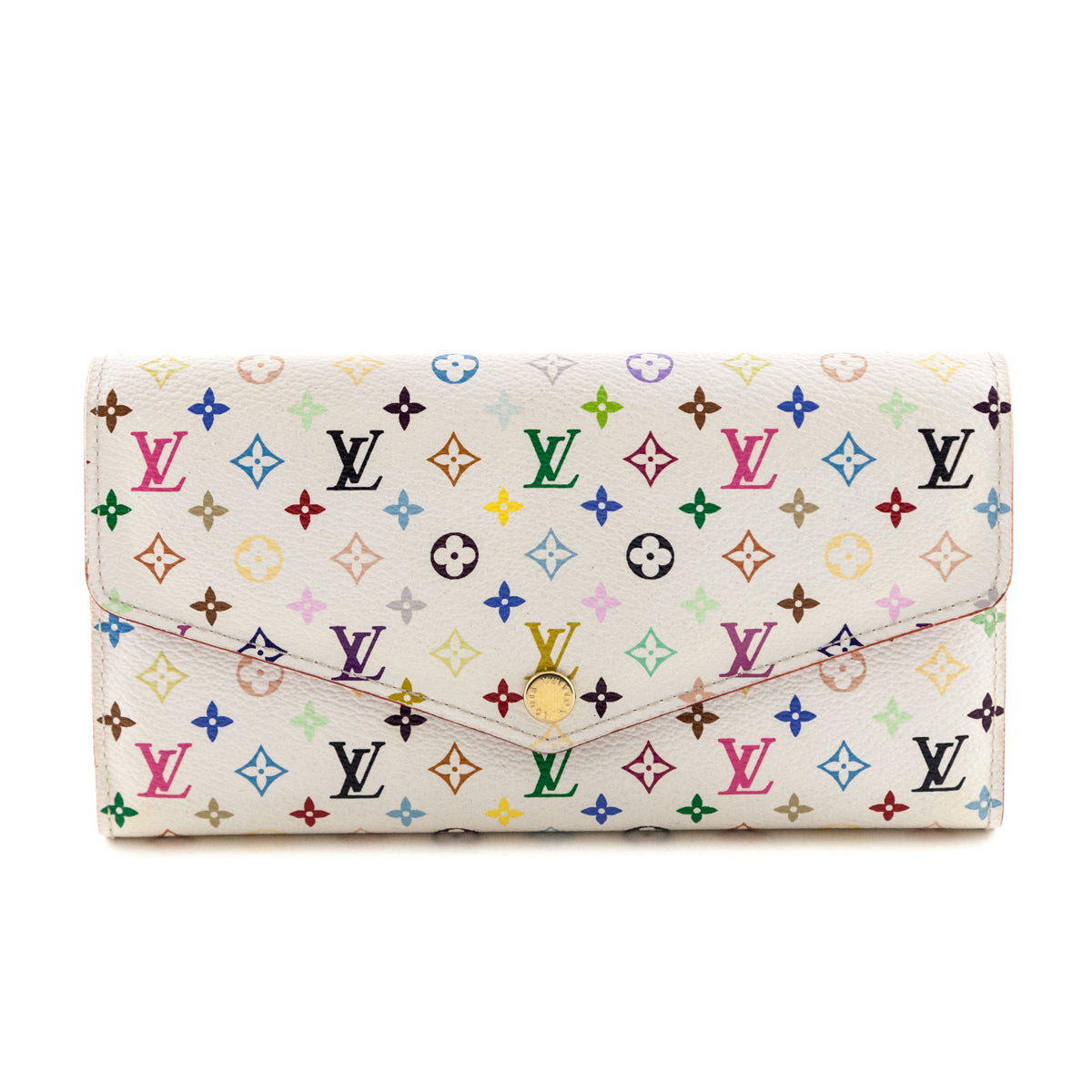 Louis Vuitton White Monogram Multicolore Litchi Sarah Wallet NM - Love that Bag etc - Preowned Authentic Designer Handbags & Preloved Fashions