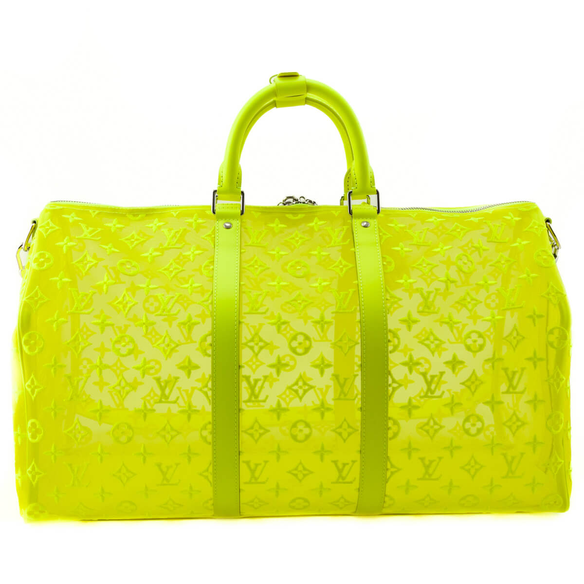 Louis Vuitton Yellow Monogram Fluo See Through Virgil Abloh Keepall Bandouliere 50