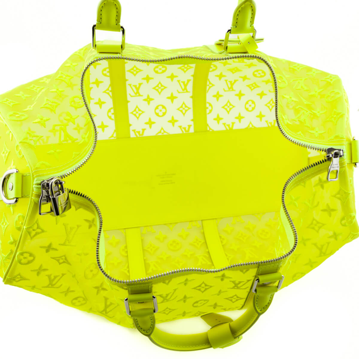 Louis Vuitton Yellow Monogram Fluo See Through Virgil Abloh Keepall Bandouliere 50