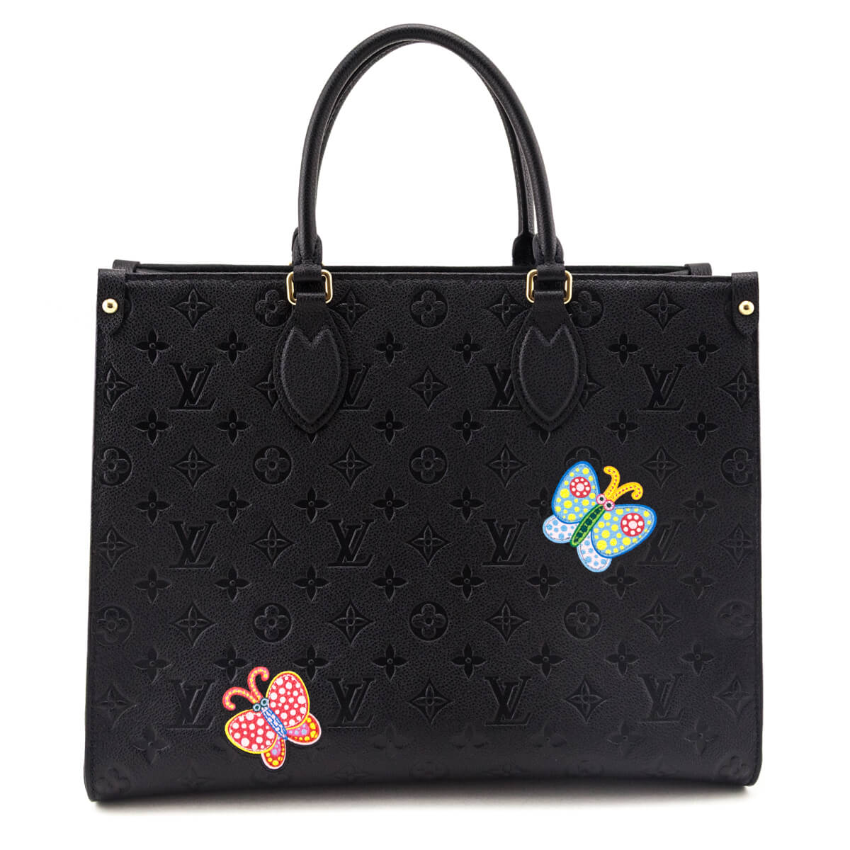 Louis Vuitton x Yayoi Kusama Black Monogram Empreinte Flowers OnTheGo MM - Love that Bag etc - Preowned Authentic Designer Handbags & Preloved Fashions