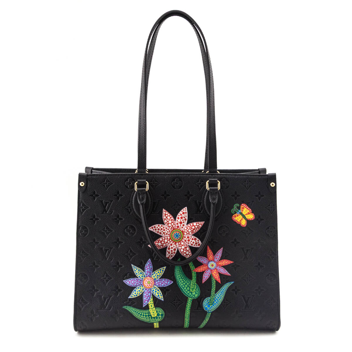 Louis Vuitton x Yayoi Kusama Black Monogram Empreinte Flowers OnTheGo MM - Love that Bag etc - Preowned Authentic Designer Handbags & Preloved Fashions