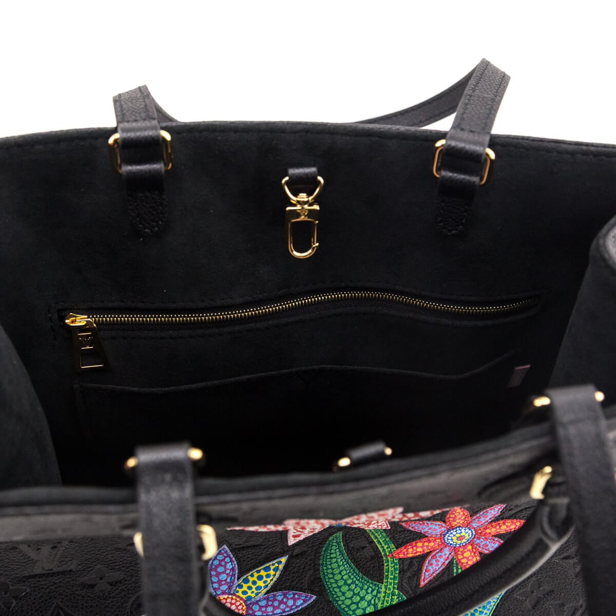 Louis Vuitton x Yayoi Kusama Black Monogram Empreinte Flowers OnTheGo MM - Love that Bag etc - Preowned Authentic Designer Handbags & Preloved Fashions