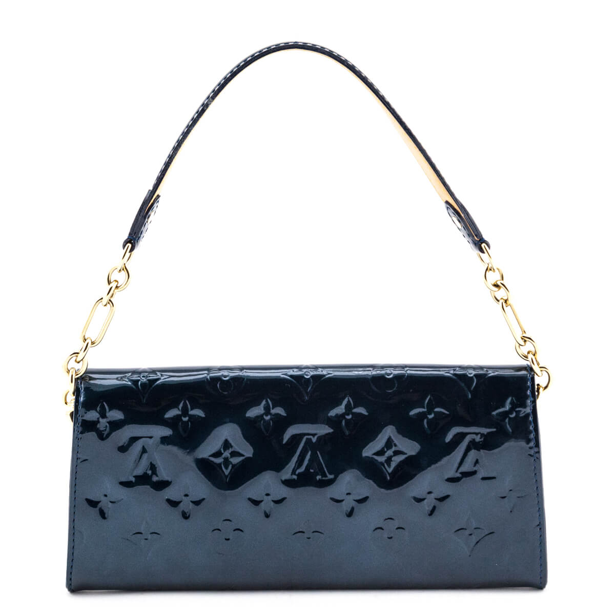 Louis Vuitton Bleu Nuit Monogram Vernis Sunset Boulevard Convertible Clutch