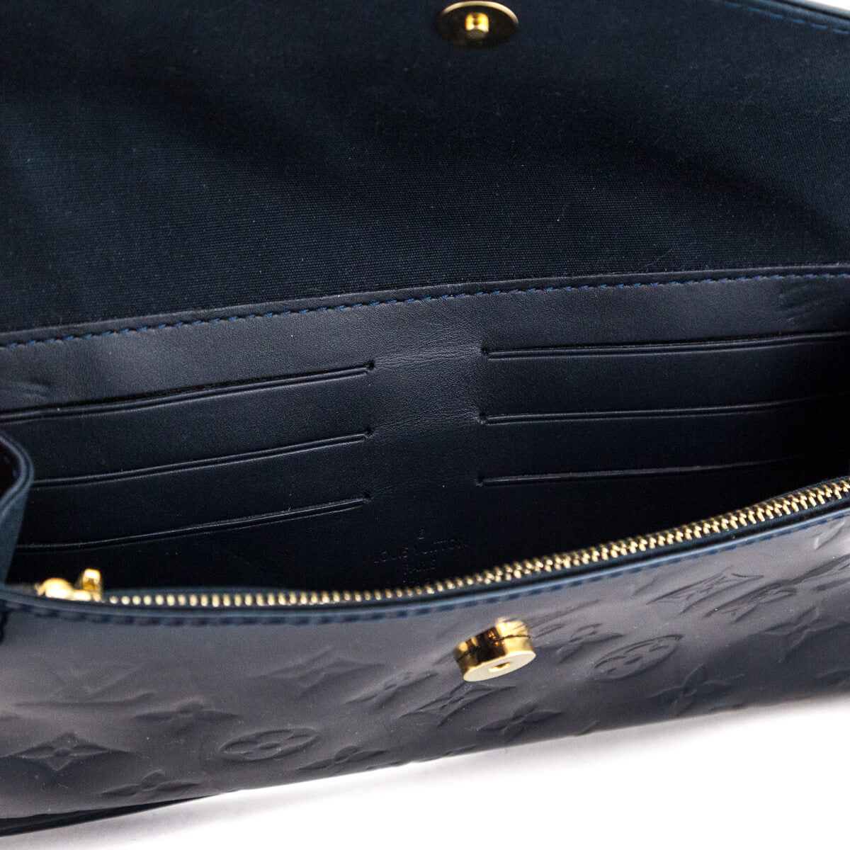 Louis Vuitton Bleu Nuit Monogram Vernis Sunset Boulevard Convertible Clutch