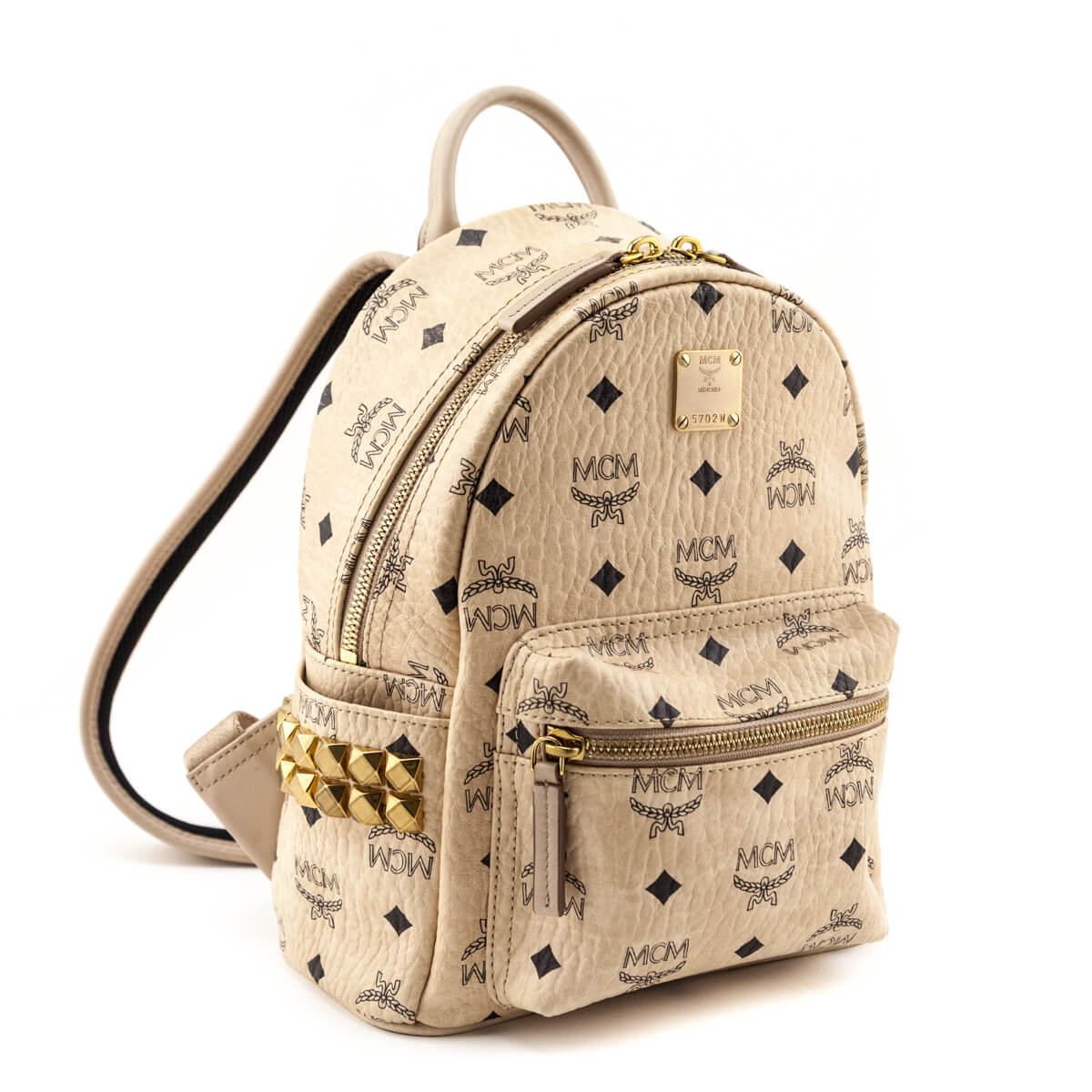 MCM Beige Visetos Side Stud Mini Stark Backpack - Love that Bag etc - Preowned Authentic Designer Handbags & Preloved Fashions
