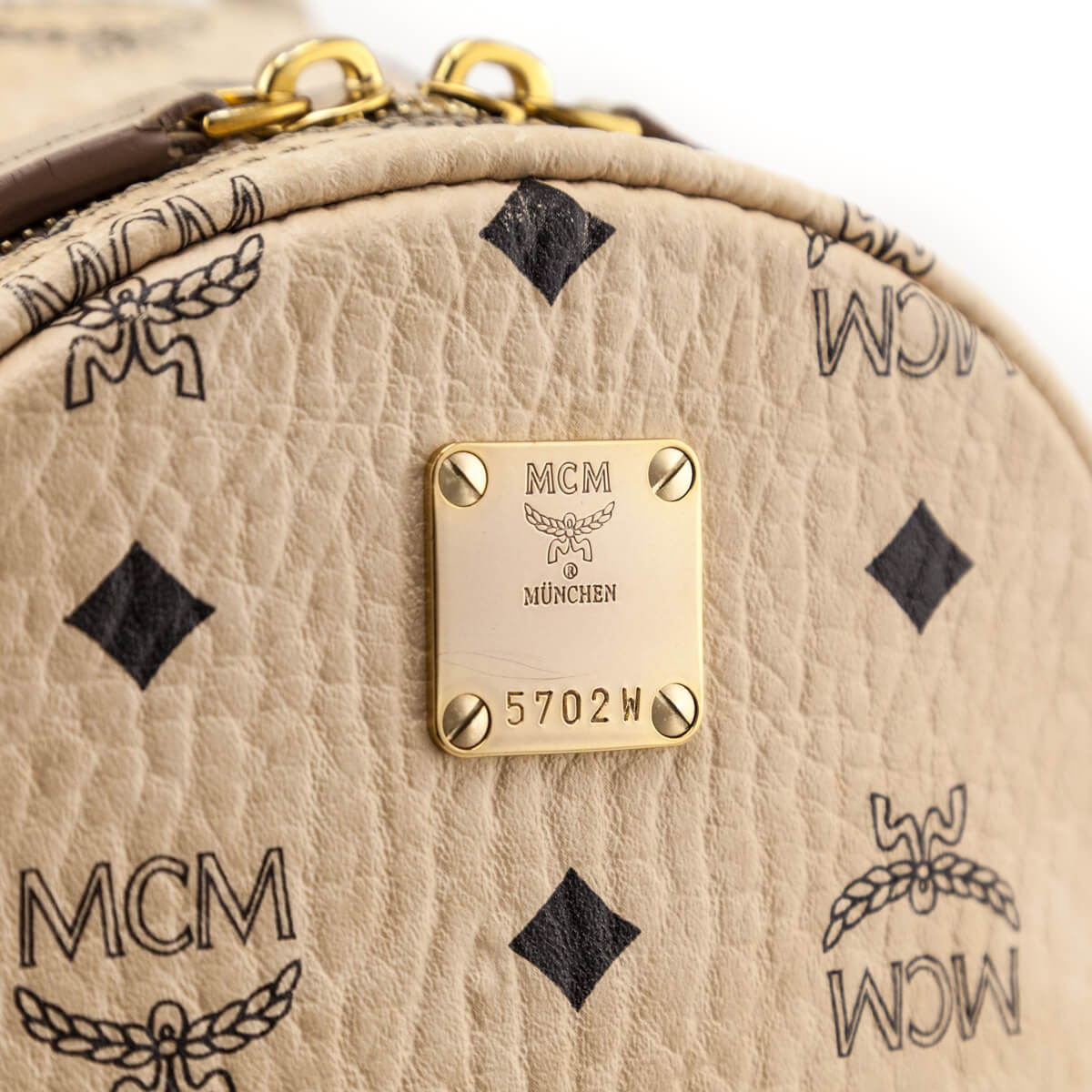MCM Beige Visetos Side Stud Mini Stark Backpack - Love that Bag etc - Preowned Authentic Designer Handbags & Preloved Fashions