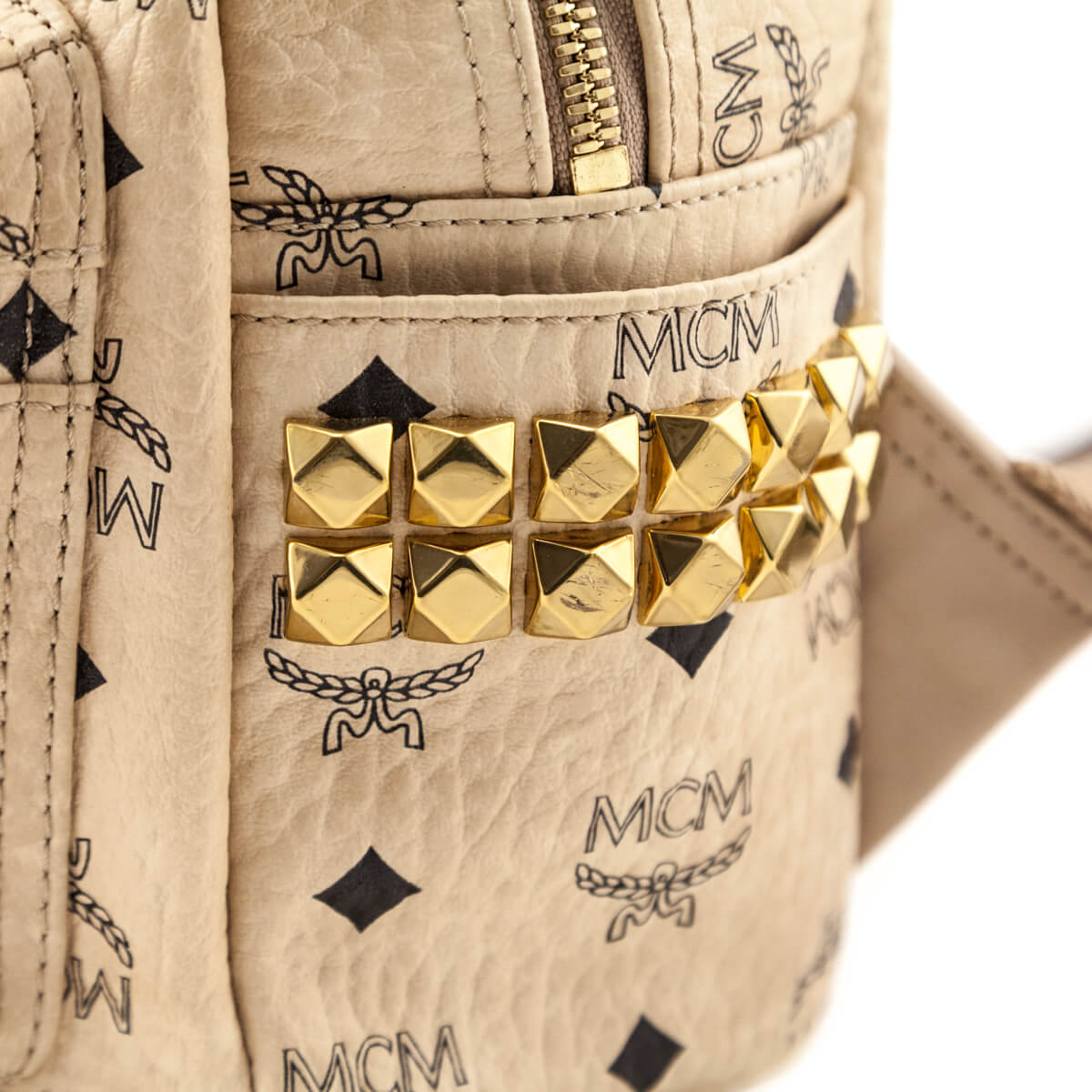 MCM Beige Visetos Side Stud Mini Stark Backpack - Love that Bag etc - Preowned Authentic Designer Handbags & Preloved Fashions