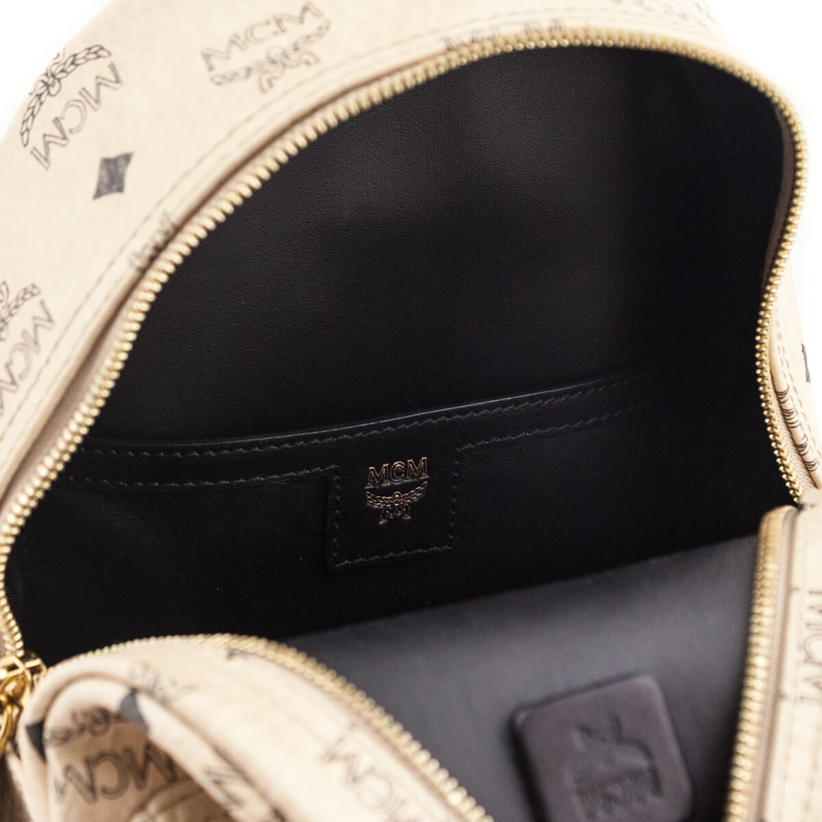 MCM Beige Visetos Side Stud Mini Stark Backpack - Love that Bag etc - Preowned Authentic Designer Handbags & Preloved Fashions
