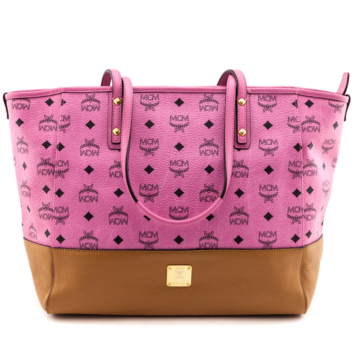 MCM Pink & Cognac Visetos Printed Tote Bag - Love that Bag etc - Preowned Authentic Designer Handbags & Preloved Fashions