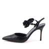 Manolo Blahnik Black Volvona Flower Pumps Size US 6.5 | IT 36.5 - Love that Bag etc - Preowned Authentic Designer Handbags & Preloved Fashions