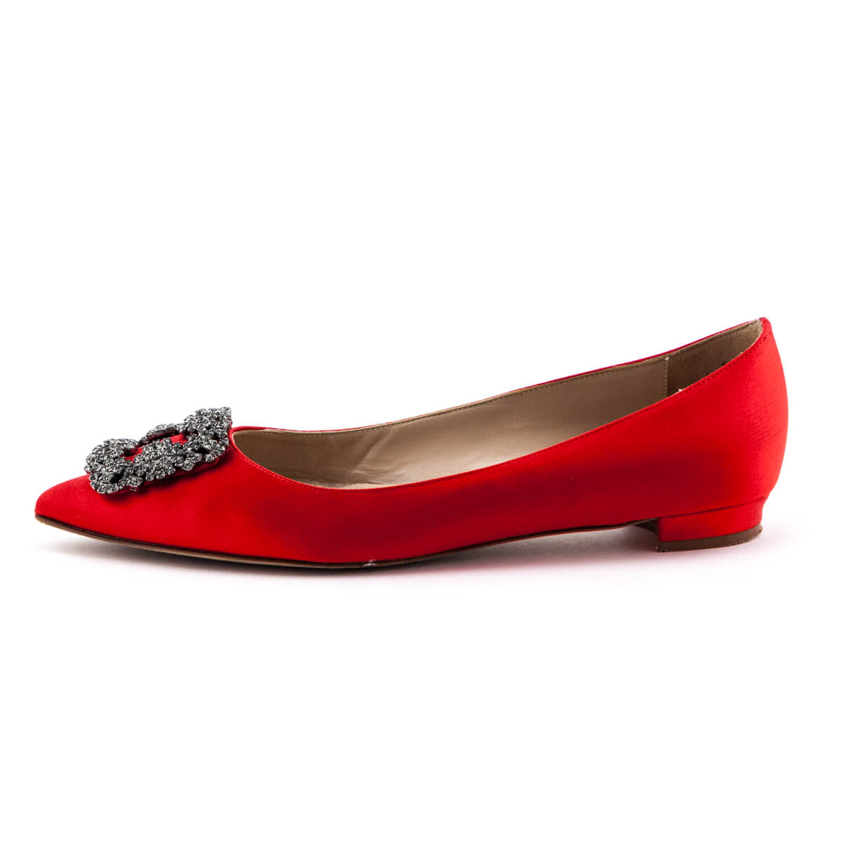 Manolo Blahnik Red Satin Hangisi Flats Size US 8 | EU 38 - Love that Bag etc - Preowned Authentic Designer Handbags & Preloved Fashions