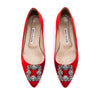 Manolo Blahnik Red Satin Hangisi Flats Size US 8 | EU 38 - Love that Bag etc - Preowned Authentic Designer Handbags & Preloved Fashions