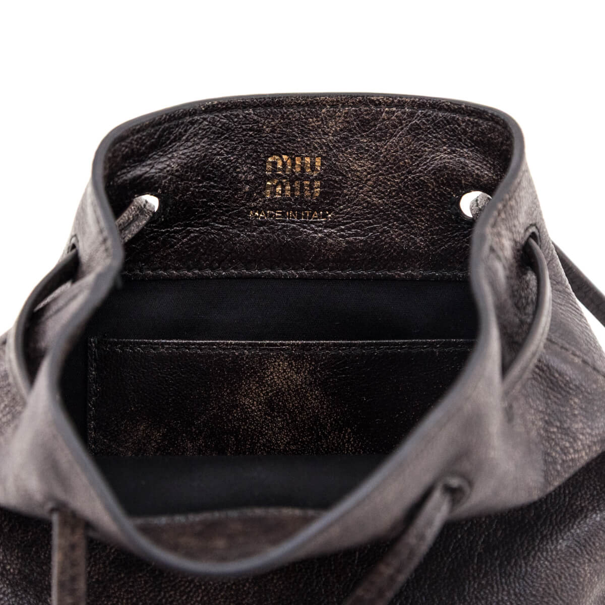 Miu Miu Coffee Distressed Nappa Pouch - Love that Bag etc - Preowned Authentic Designer Handbags & Preloved Fashions