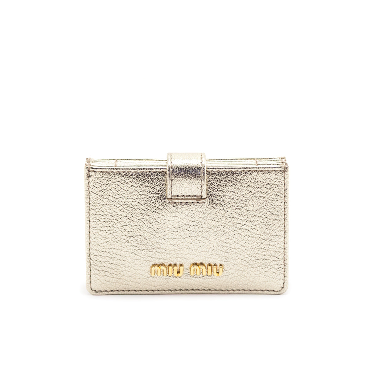 Miu Miu Gold Madras Accordion Card Holder Wallet - Love that Bag etc - Preowned Authentic Designer Handbags & Preloved Fashions