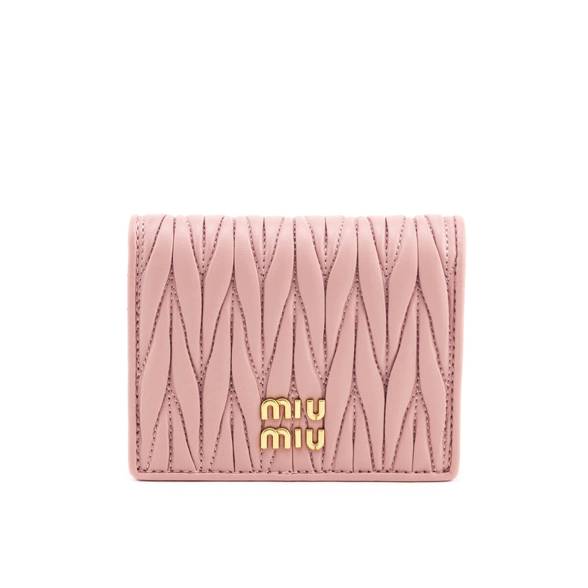 Miu Miu Pink Nappa Leather Matellasse Small Wallet - Love that Bag etc - Preowned Authentic Designer Handbags & Preloved Fashions