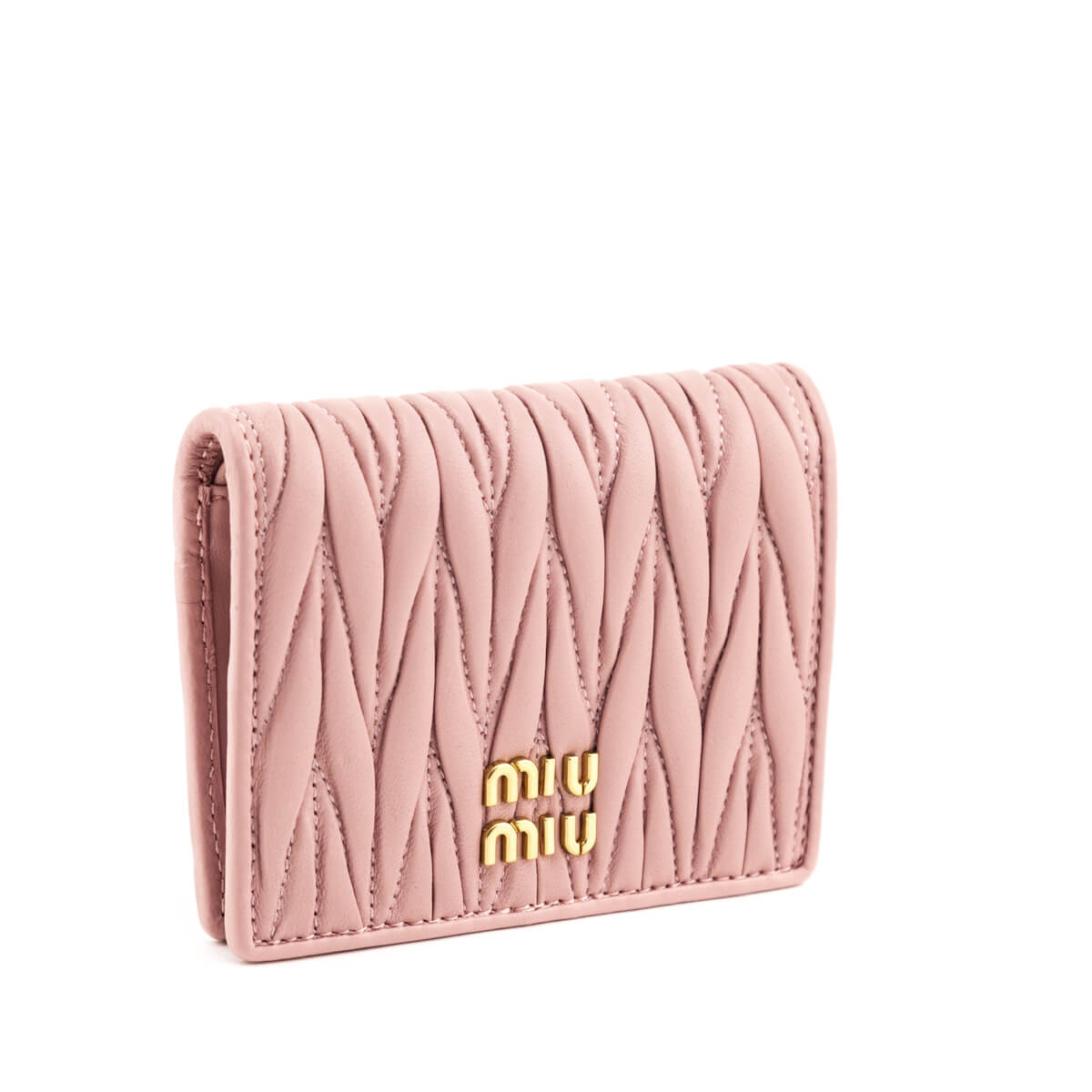 Miu Miu Pink Nappa Leather Matellasse Small Wallet - Love that Bag etc - Preowned Authentic Designer Handbags & Preloved Fashions