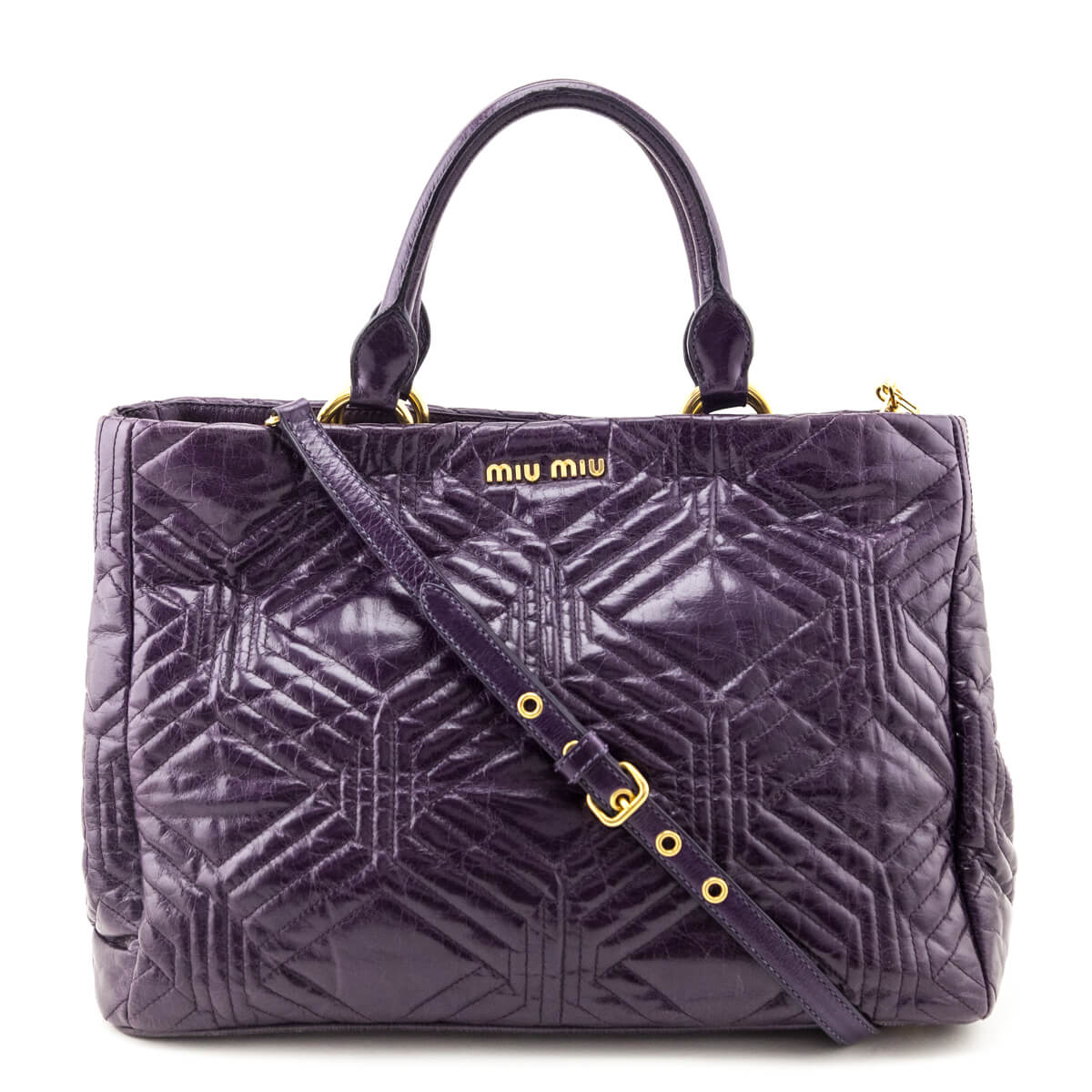 Miu Miu Purple Vitello Shine Tote - Love that Bag etc - Preowned Authentic Designer Handbags & Preloved Fashions