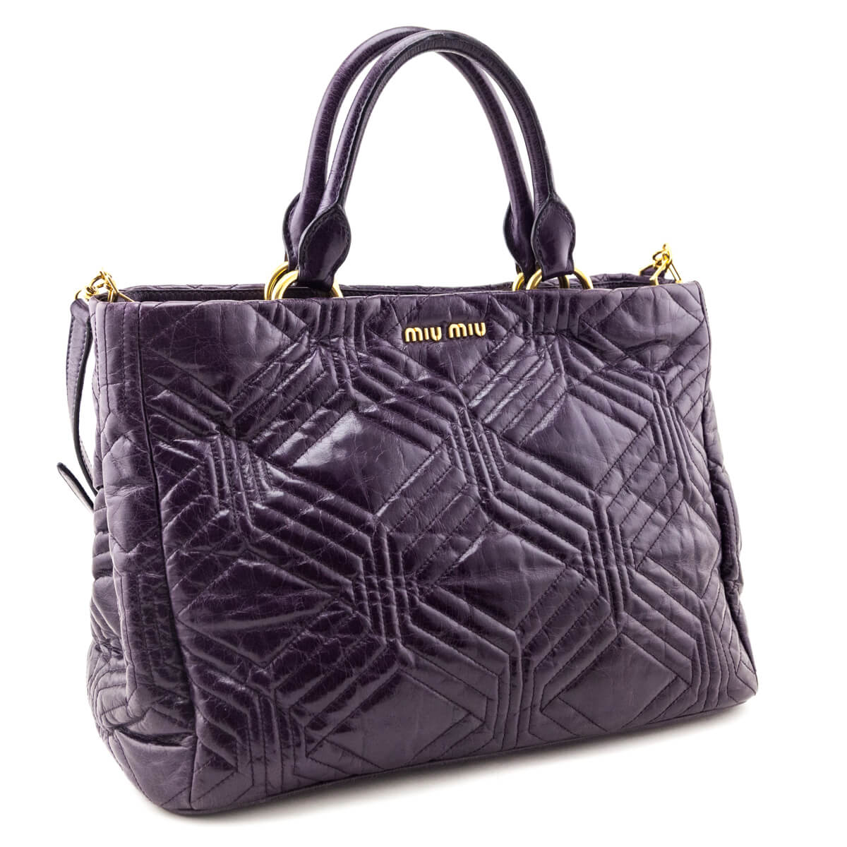 Miu Miu Purple Vitello Shine Tote - Love that Bag etc - Preowned Authentic Designer Handbags & Preloved Fashions
