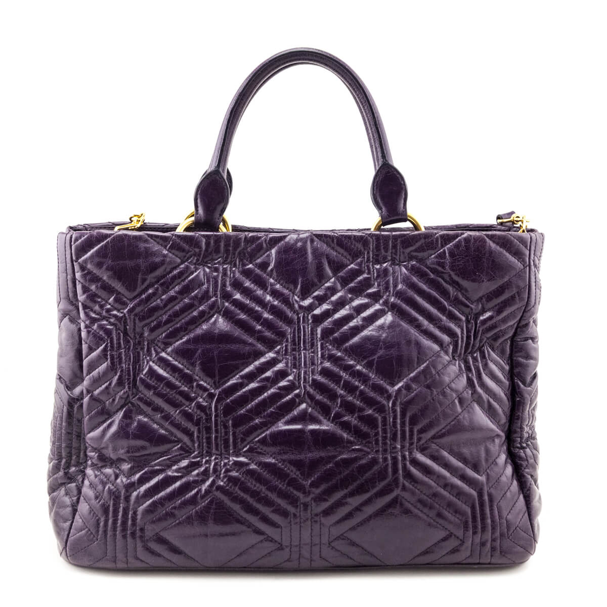 Miu Miu Purple Vitello Shine Tote - Love that Bag etc - Preowned Authentic Designer Handbags & Preloved Fashions